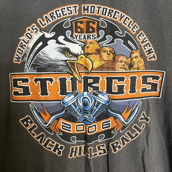 Sturgis Rally Motorcycle Harley Biker Mens Eagle T-Shirt 2006 Sz L Gray Large - Picture 2 of 7